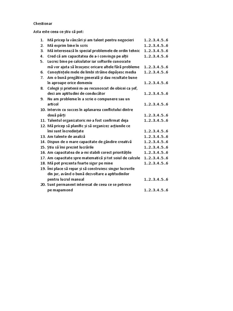 Test de Aptitudini | PDF