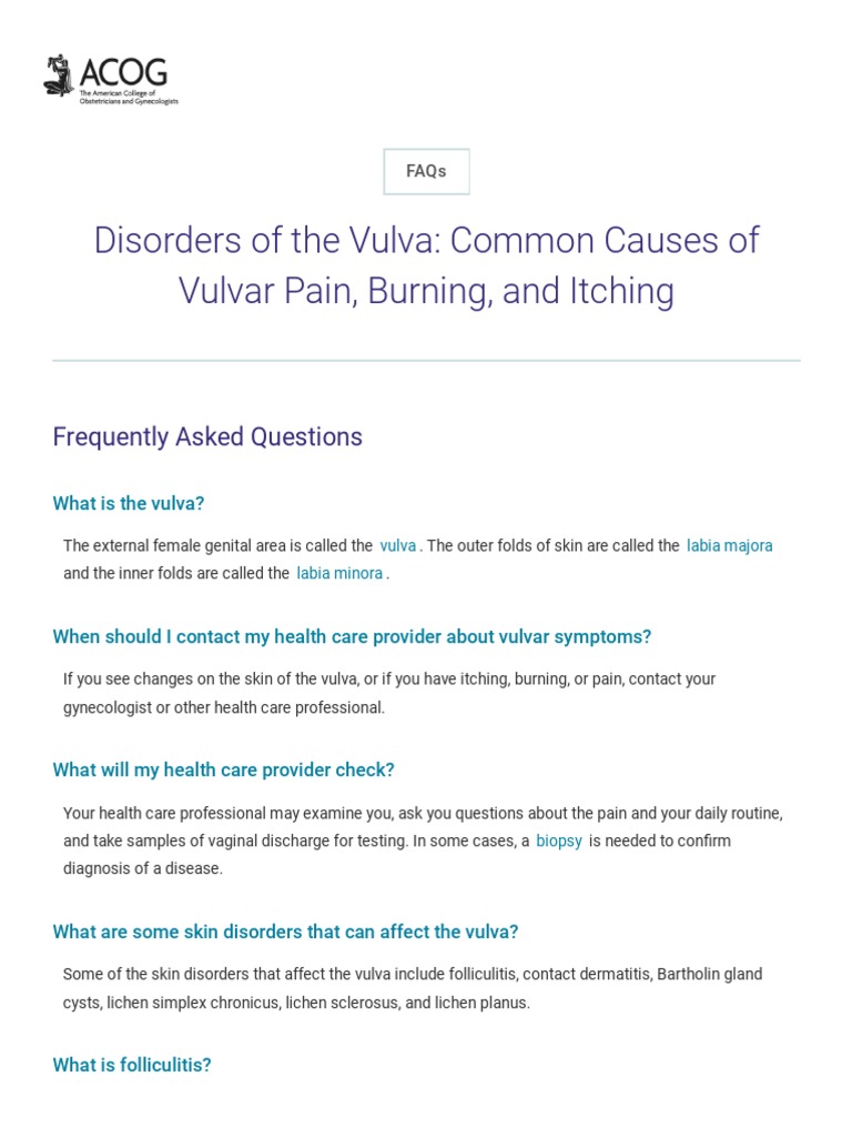 Disorders of The Vulva - Common Causes of Vulvar Pain, Burning, and ...