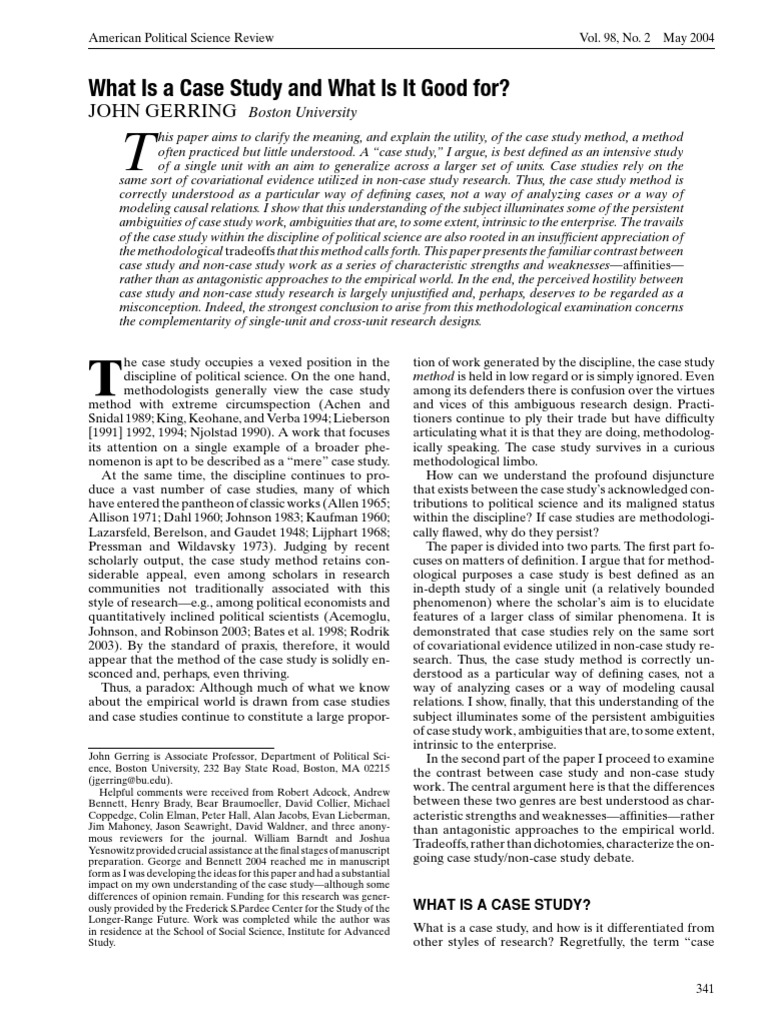 What Is A Case Study and What Is It Good | PDF | Causality | Methodology