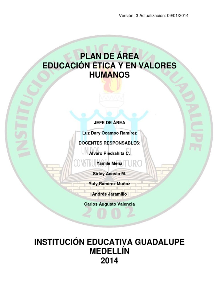 Plan de Estudio Educación Ética y Valores | PDF | Plan de estudios ...