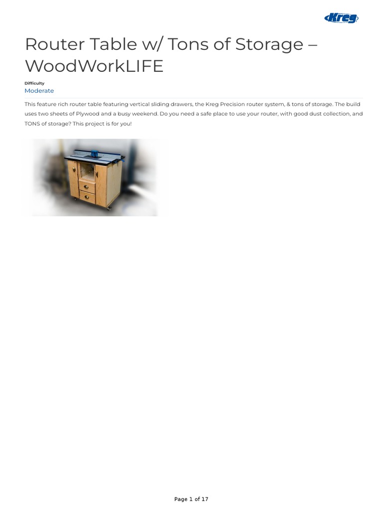Kreg Router Table with Storage Plans | PDF | Cabinetry | Plywood