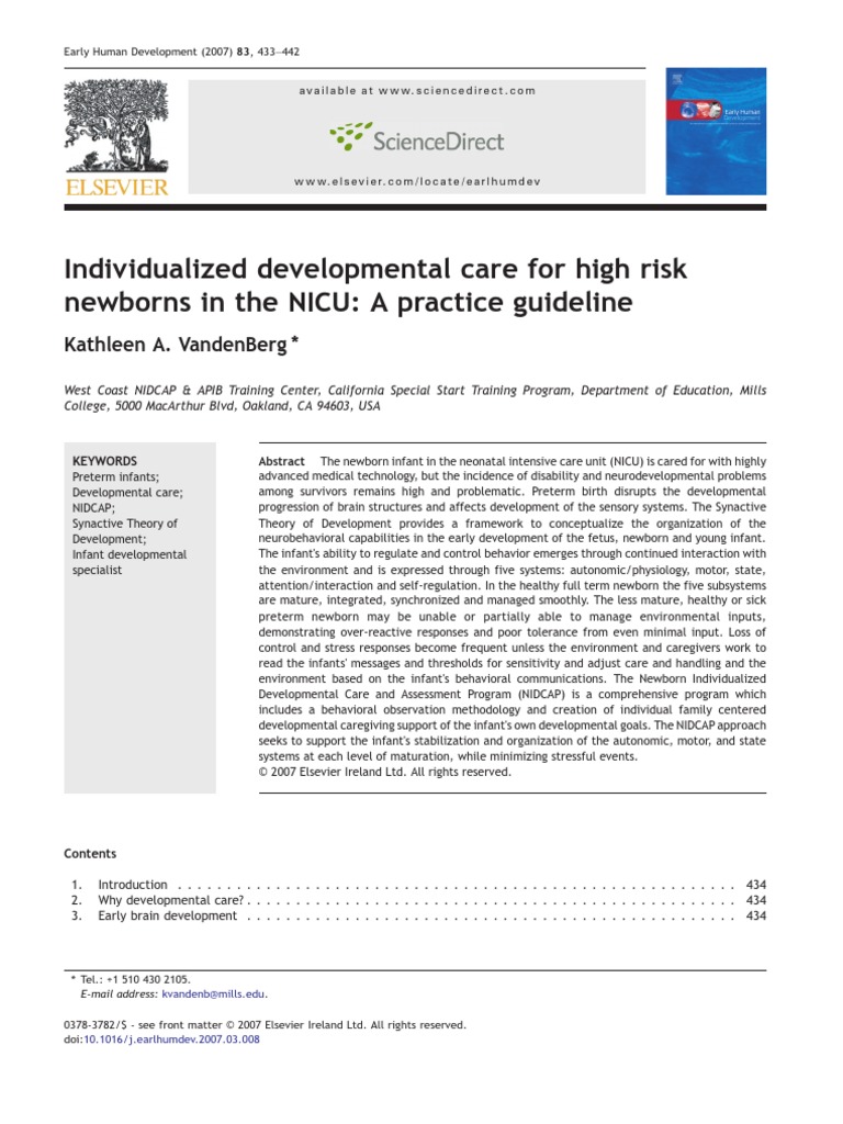 Individualized Developmental Care For High Risk NB | PDF | Neonatal ...
