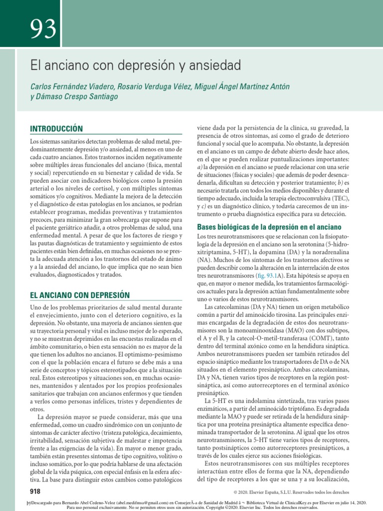 93 El Anciano Con Depresión y Ansiedad | PDF | Trastorno depresivo ...