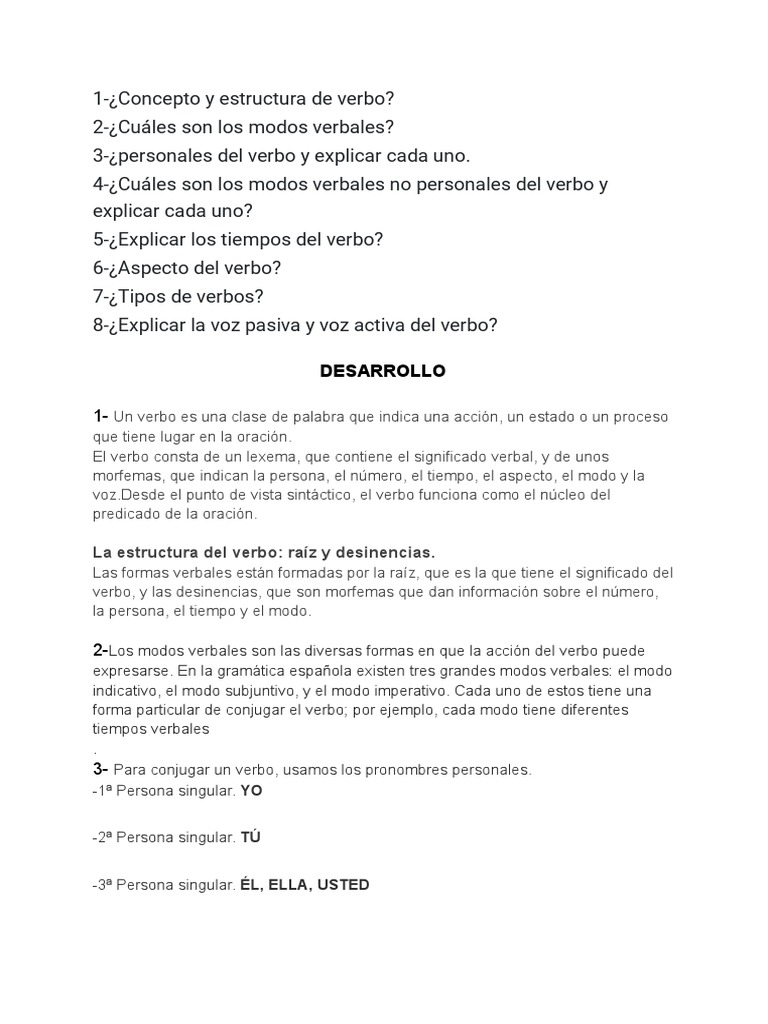 Concepto y Estructura Del Verbo | PDF | Verbo | Morfología