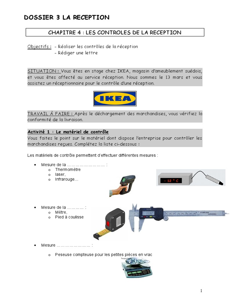 Contrôle de Réception de Marchandises | PDF
