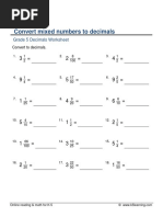 Grade 5 Fractions To Decimals Various Denominators B