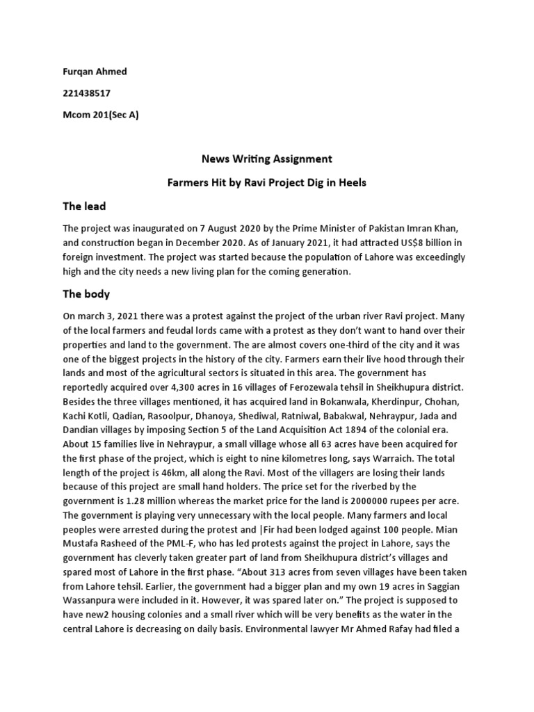 News Writing Examples Pdf