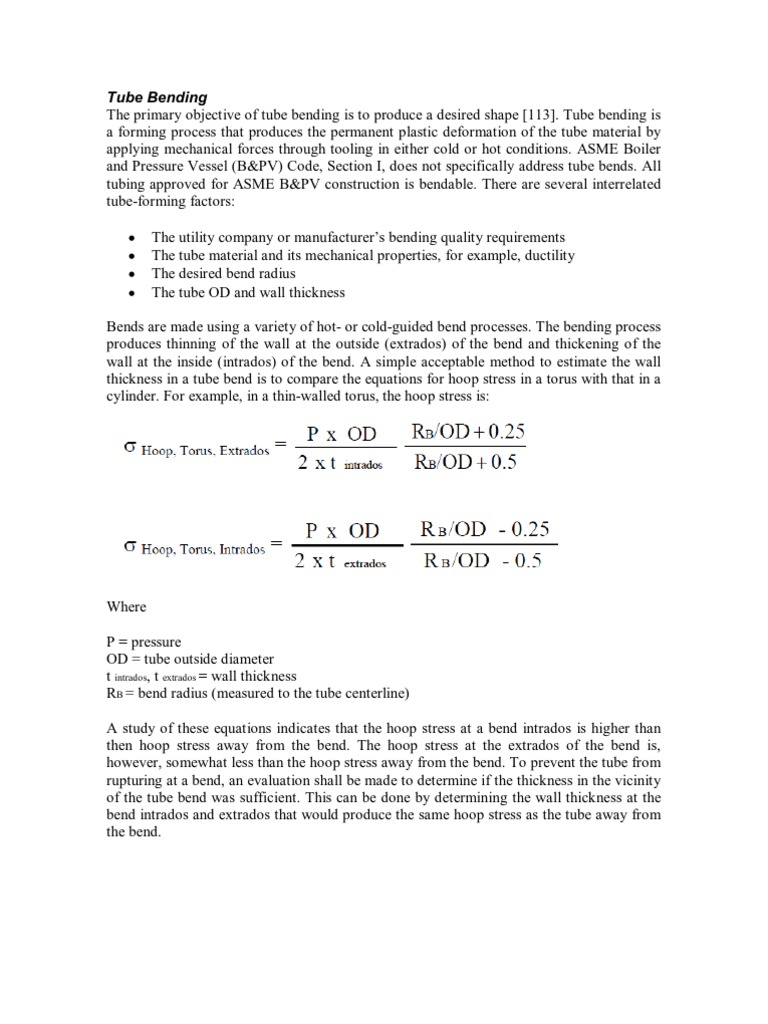 Tube Bending Procedure PDF Pipe (Fluid Conveyance) Bending