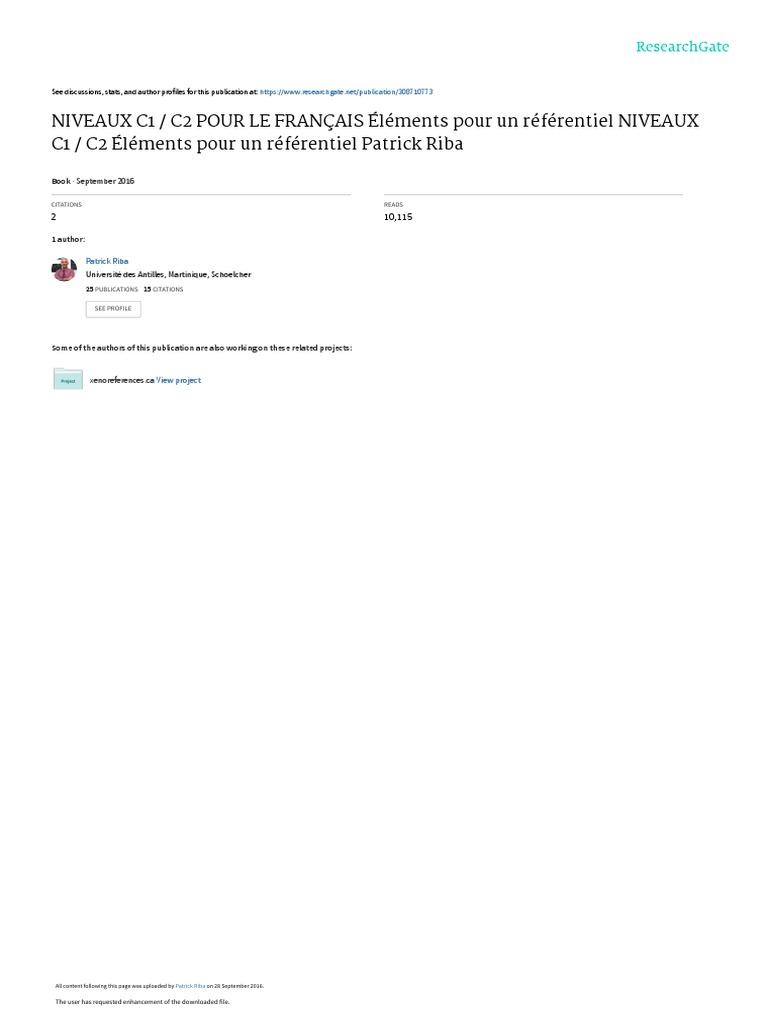Niveaux C1 C2 Pour Le Francais Niveaux e | PDF | Langue française ...