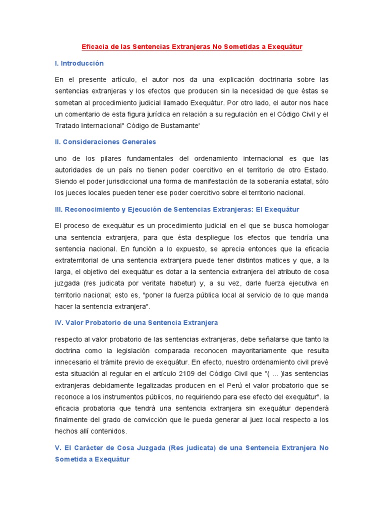 Eficacia de Sentencias Sin Exequátur | PDF | Sentencia (ley) | Res Judicata