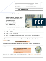 Adjuntos adnominais em lista de exercícios de Língua Portuguesa