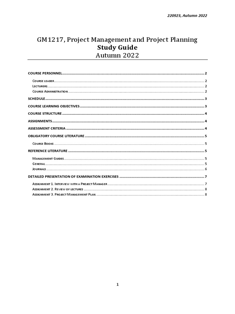 Project Management Study Guide | PDF | Lecture | Project Management