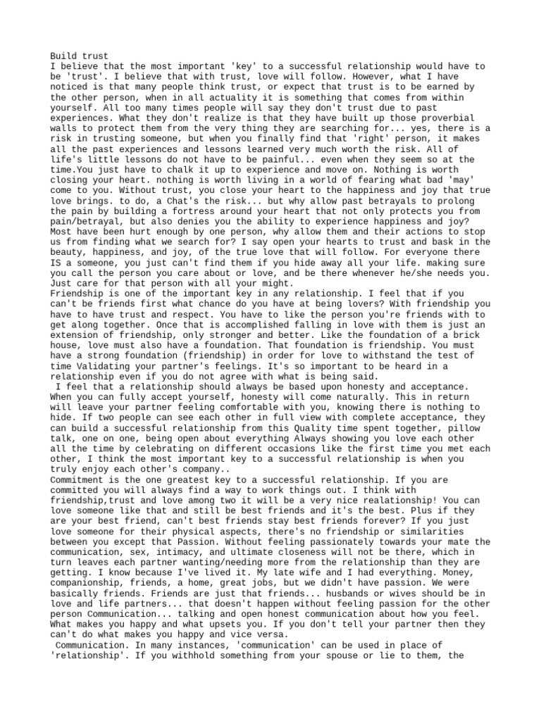 Build Trust In Relationships Pdf Love Friendship