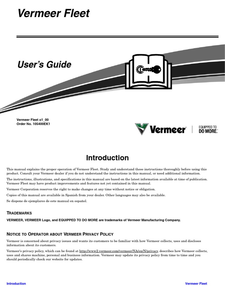 Vermeer Fleet Telematics User Manual | PDF | Password | Menu (Computing)