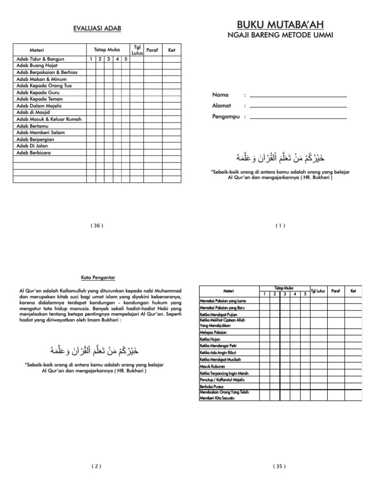 Buku Mutaba'ah Tahfidz Metode Ummi | PDF