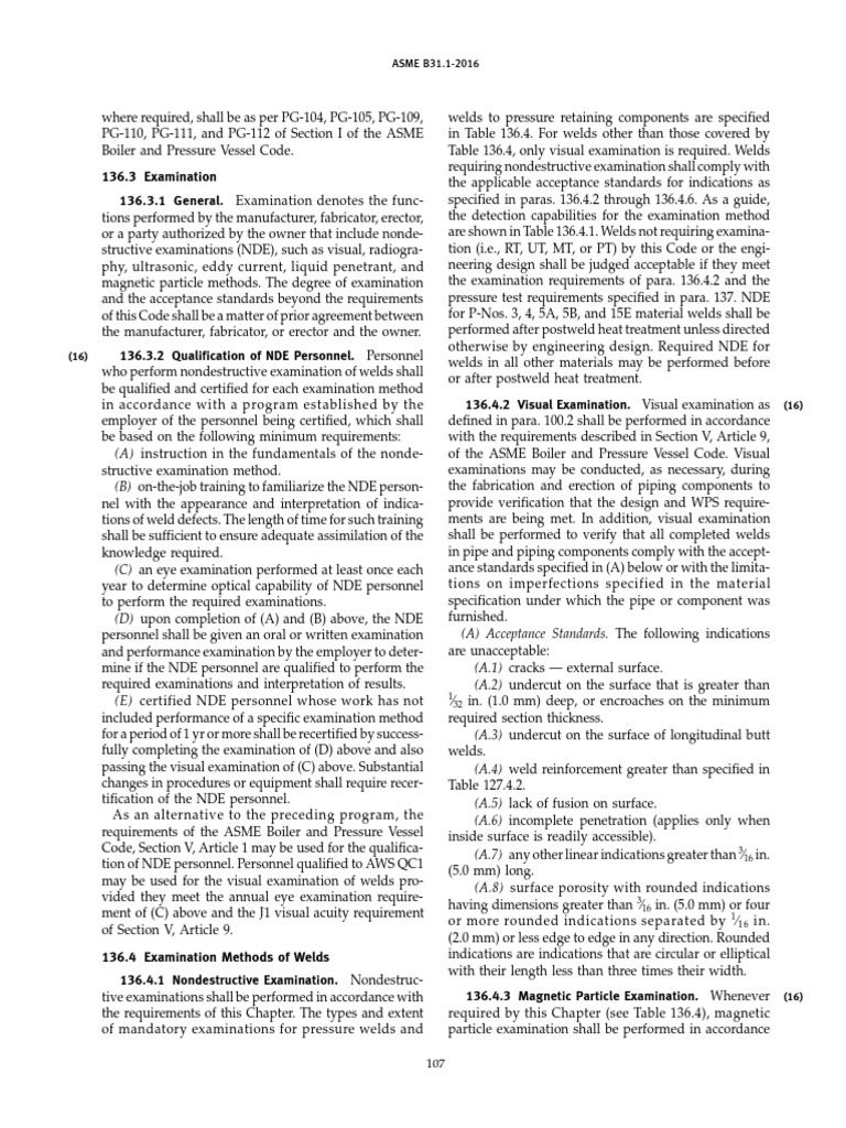 ASME B31.1 NDE Requirements Overview | PDF | Nondestructive Testing ...