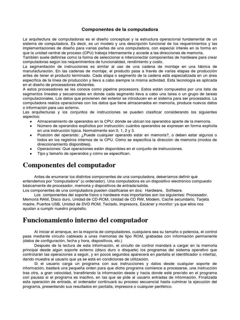 Componentes de Una Computadora | PDF | Hardware de la computadora ...