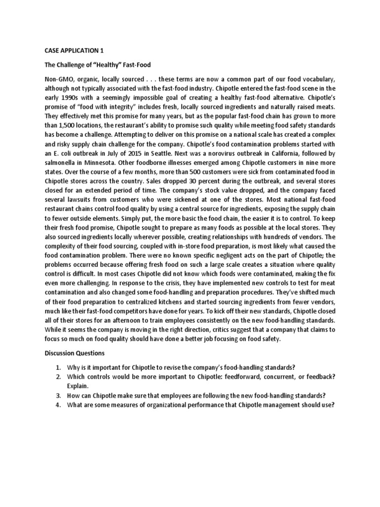 Case Application Ch18 PDF Chipotle Mexican Grill Business