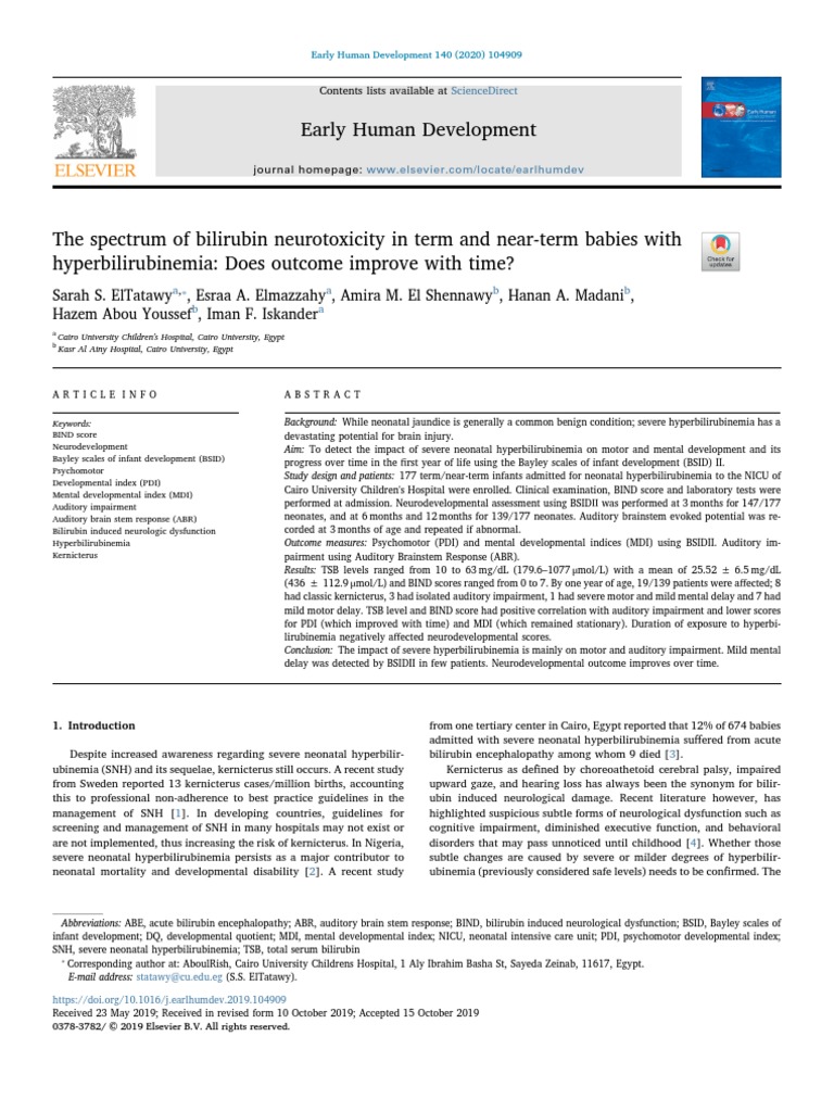 The Spectrum of Bilirubin Neurotoxicity in Term and NearTerm Babies