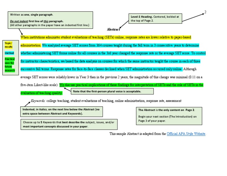 Sample APA Abstract | PDF | Paragraph | Abstract (Summary)