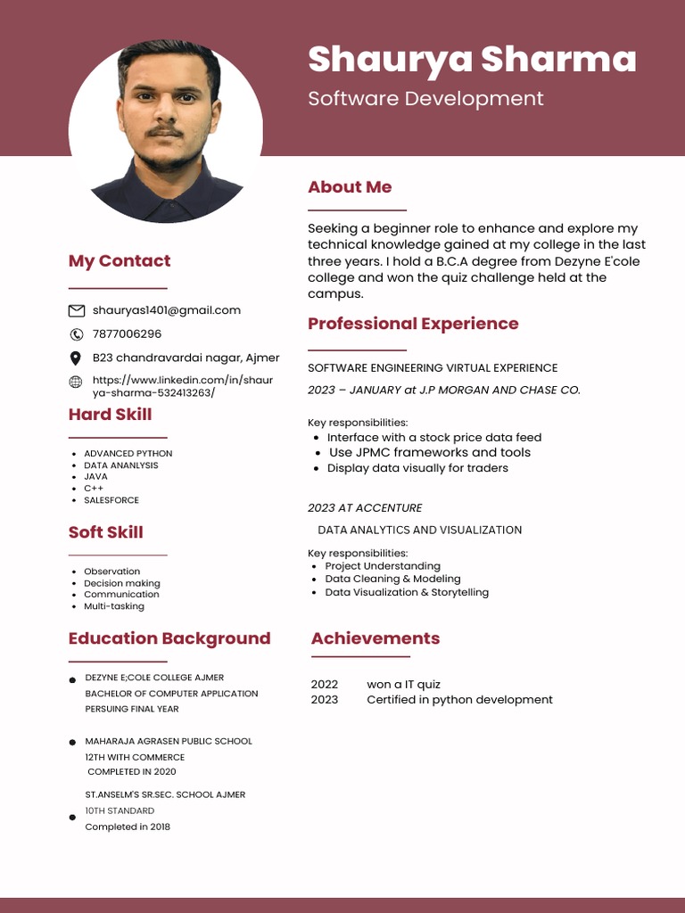 Shaurya Sharma's Software Development Profile | PDF