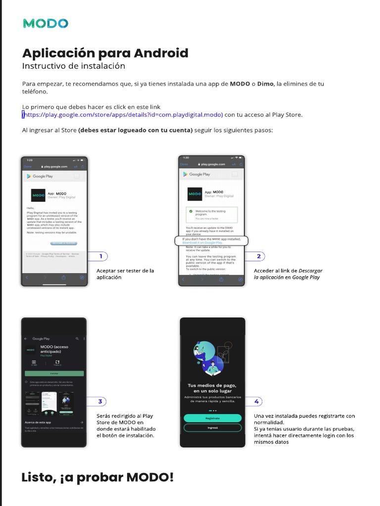 Instructivo MODO Android | PDF | Juegos y actividades | Informática