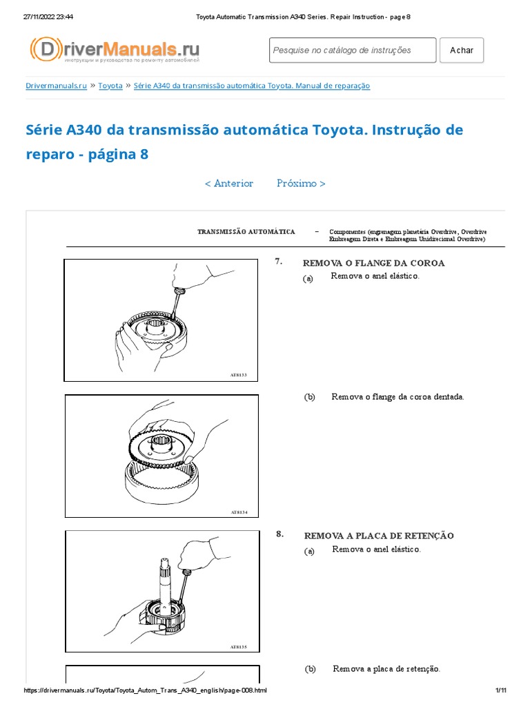 Toyota Automatic Transmission A340 Series. Repair Instruction Page 8