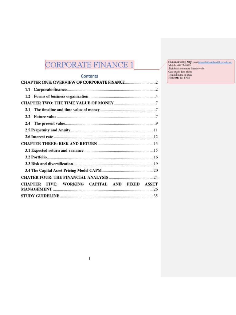 Corporate Finance Fundamentals | PDF | Financial Risk | Diversification ...