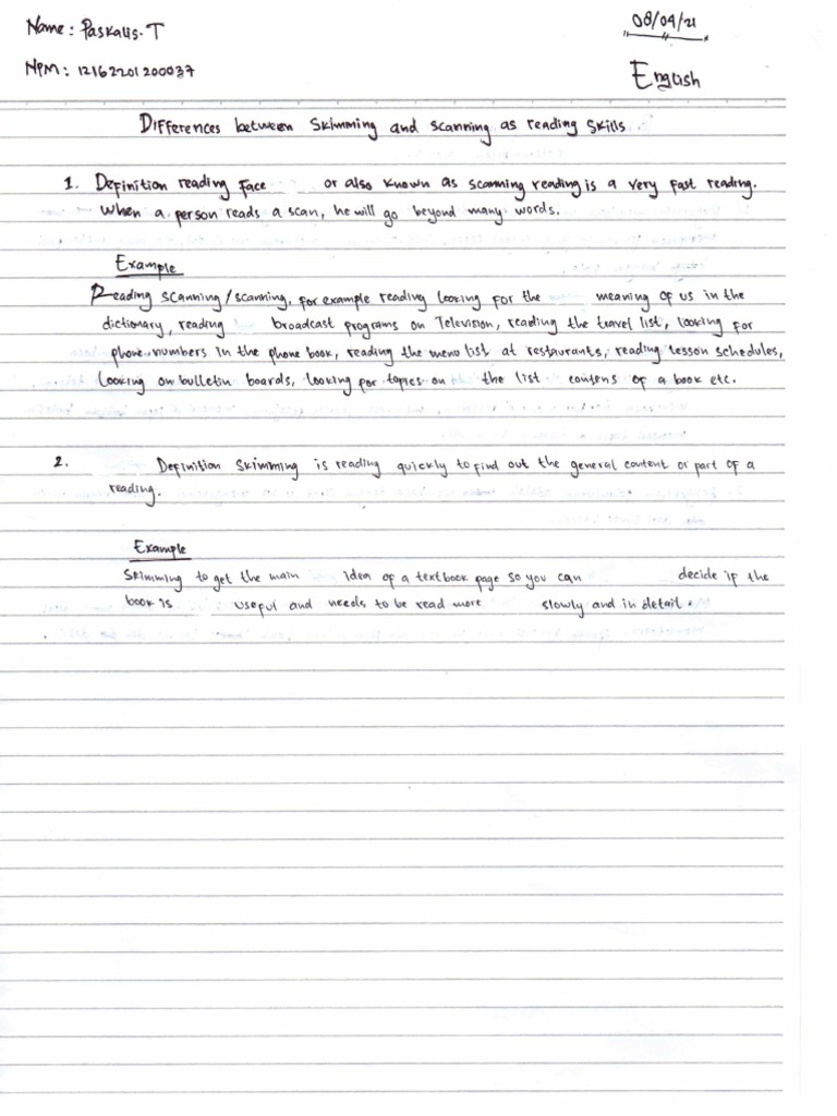 Differences Between Skimming and Scanning as Reading Skills PDF