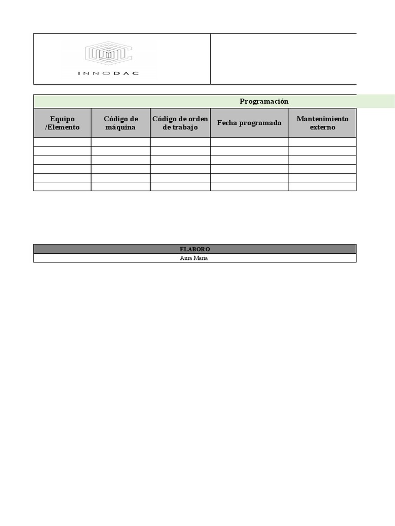 Formato De Mantenimiento Correctivo Y Preventivo Pdf