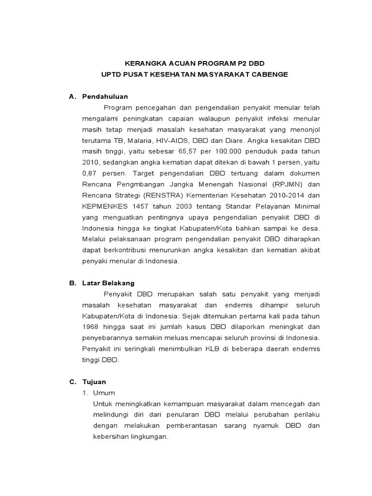 Kerangka Acuan Program P2 DBD | PDF | Pengembangan Diri