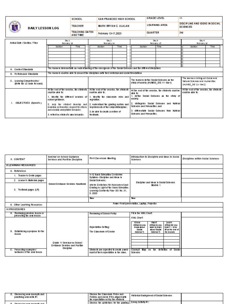 Today Updated Template Shs DLL | PDF | Learning | Science