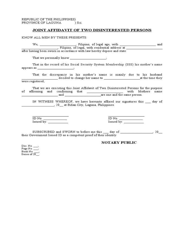 Joint affidavit sample pdf