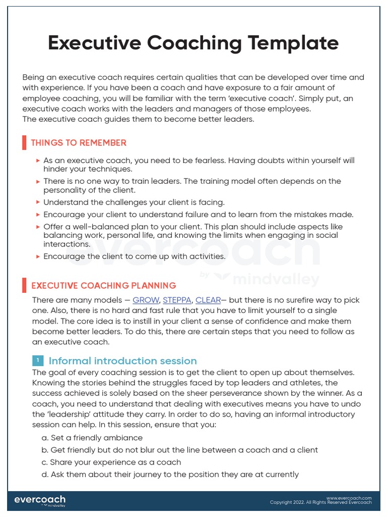 Executive Coaching Template by Evercoach PDF Emotional Intelligence Executive Coaching Template by Evercoach PDF Emotional Intelligence