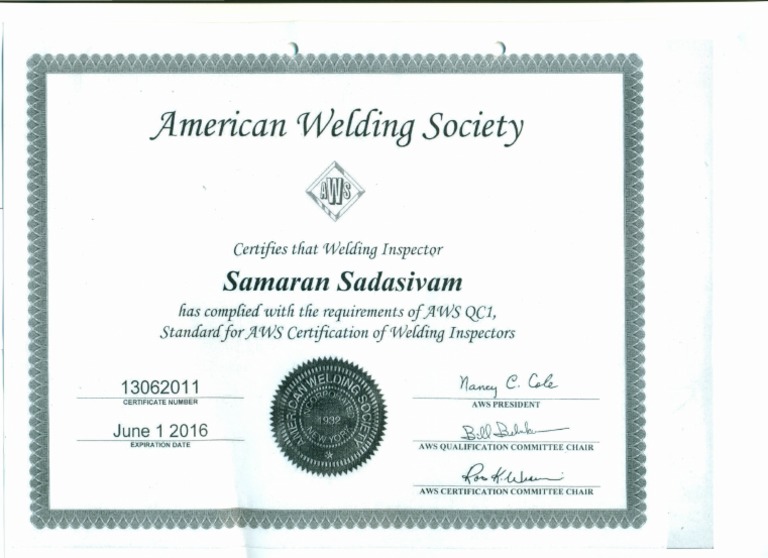 Welding Supervisor Certificate PDF