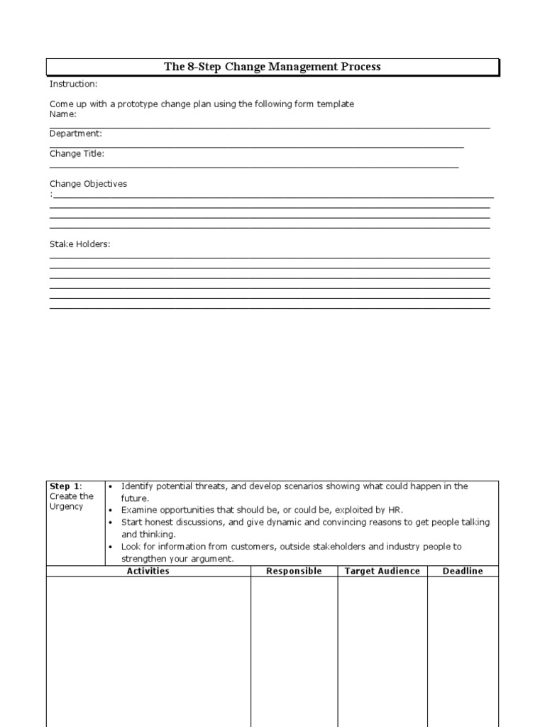 8-Step Change Management Template | PDF | Target Audience | Communication
