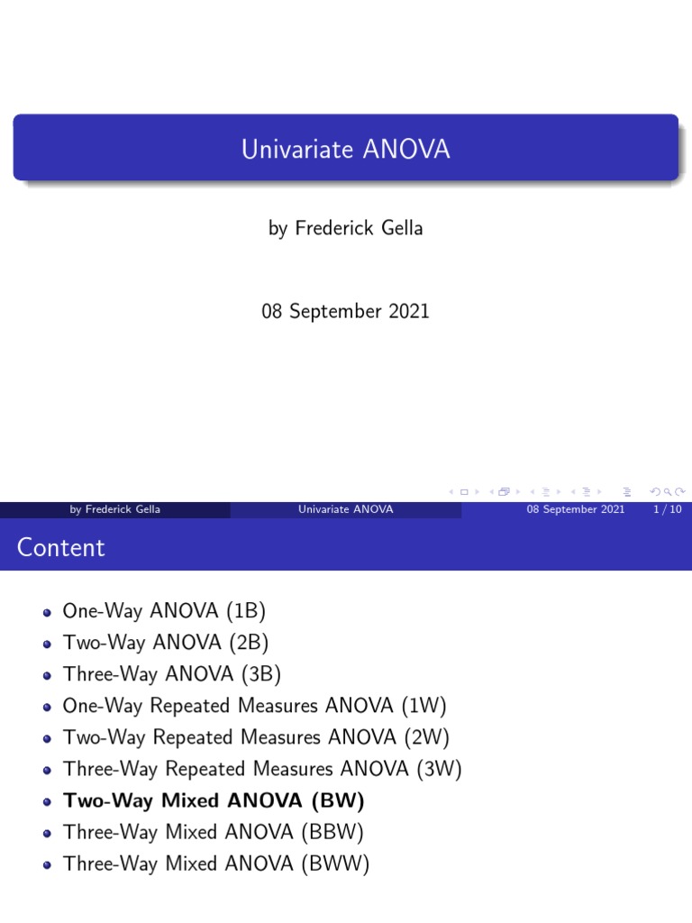 ANOVA Two Way Mixed Models ANOVA BW PDF Analysis Of Variance