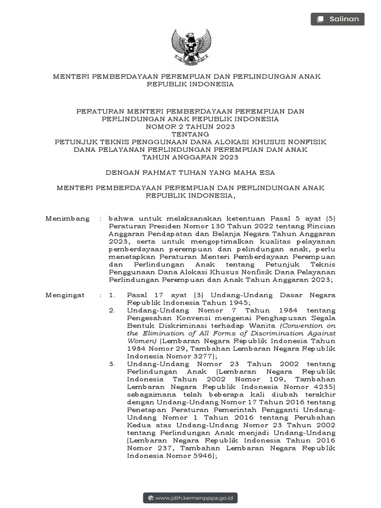 Permen pppa no 2 thn 2023 ttg dak ta 2023 pdf