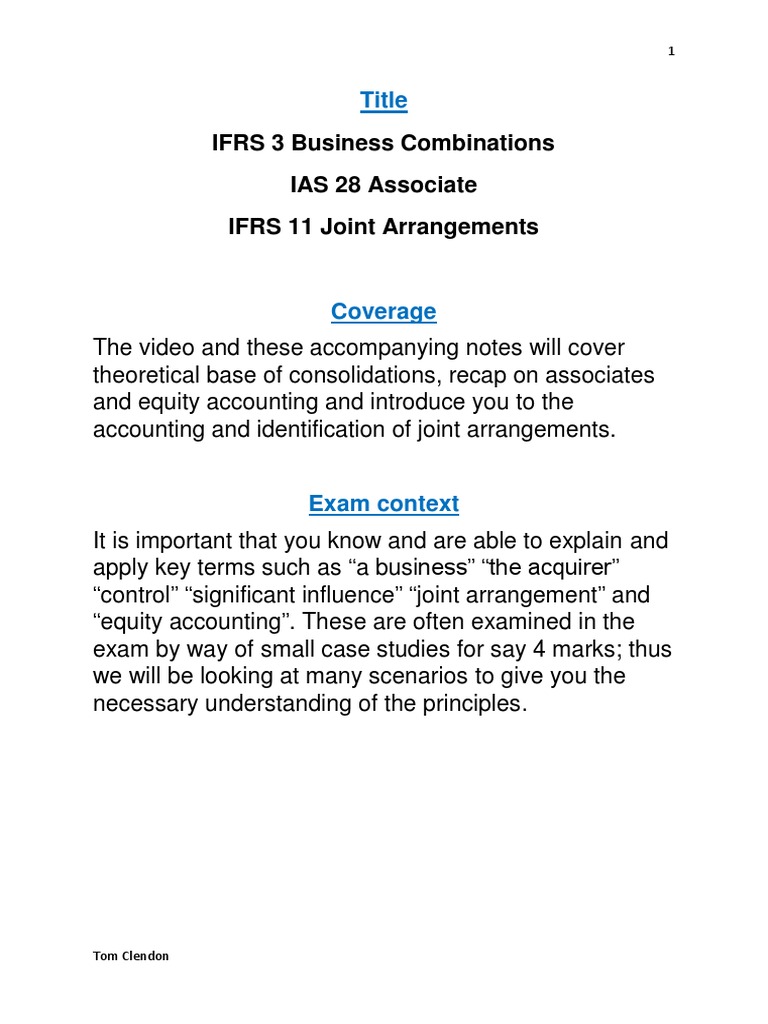 IFRS 3 Business Combinations Etc Inc Associates and JA | PDF ...