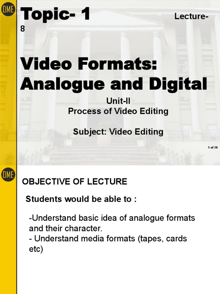 Video Formats Understanding Analog and Digital Recording Media PDF
