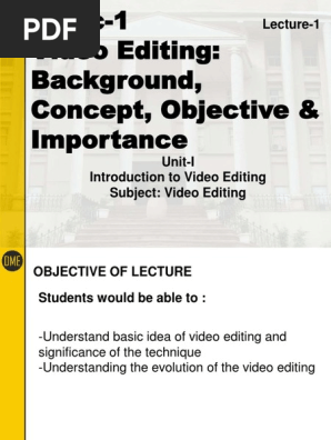 Video Editing - Unit 1