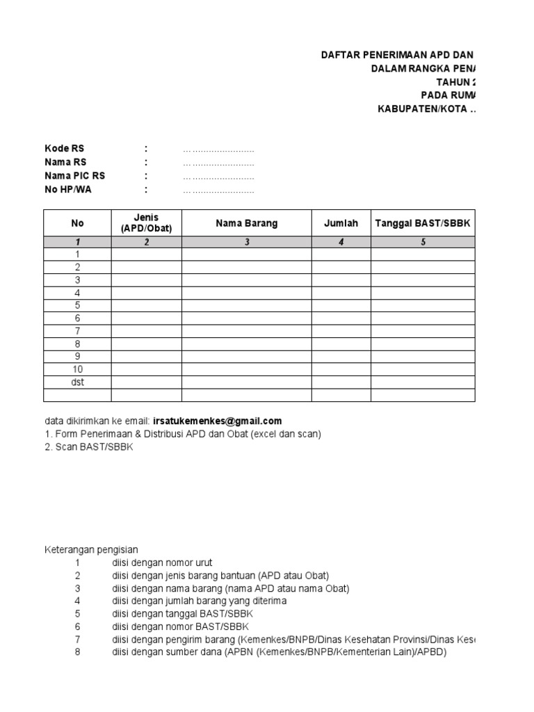Daftar APD dan Obat Bantuan COVID-19 | PDF | Pengelolaan Keuangan ...