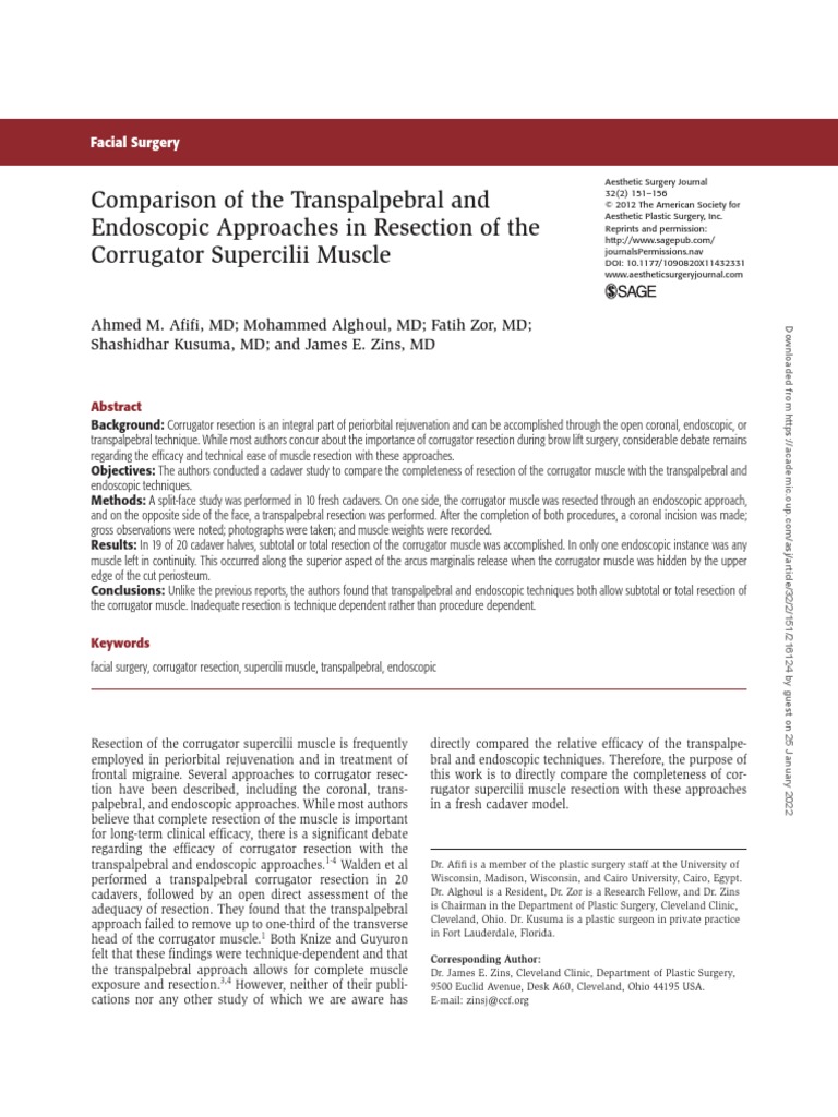 Comparison of The Transpalpebral and Endoscopic Approaches in Resection