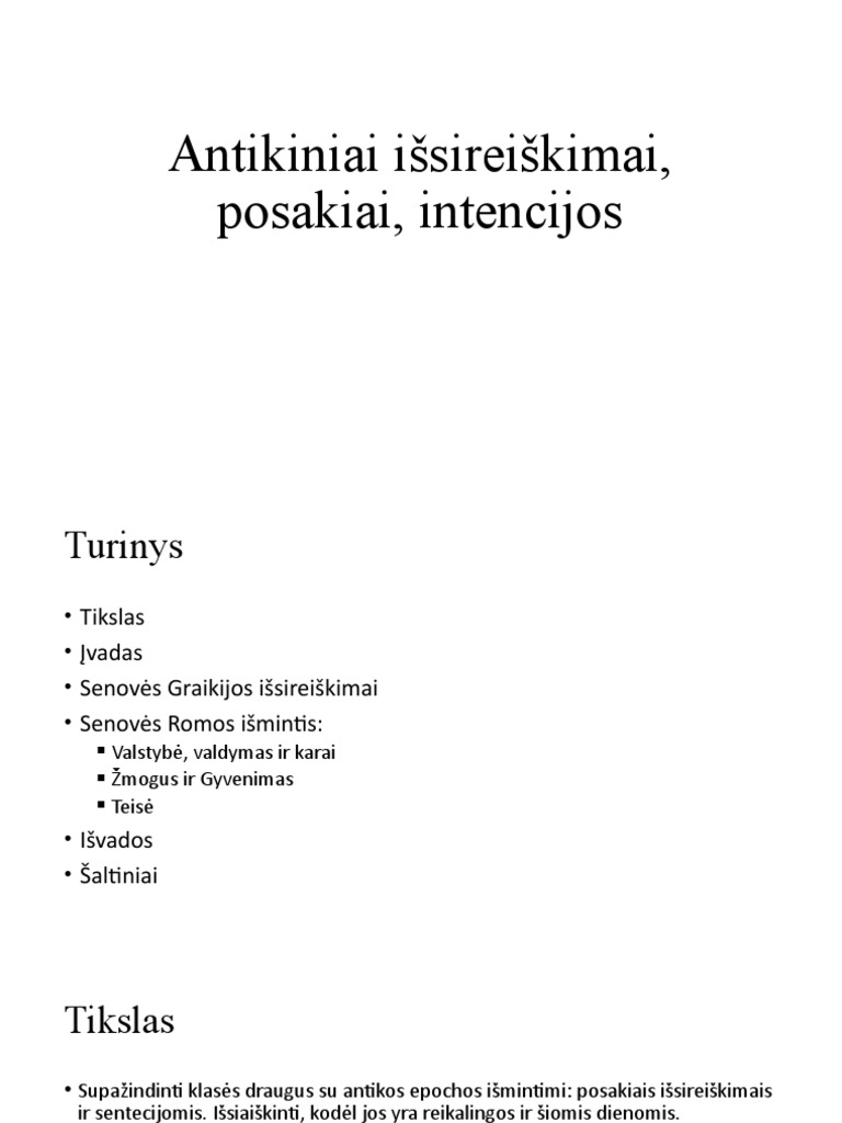 Antikiniai Išsireiškimai, Posakiai, Intencijos | PDF
