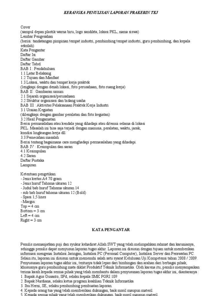 Contoh Laporan Pkl Dalam Bentuk Power Point Seputar Bentuk