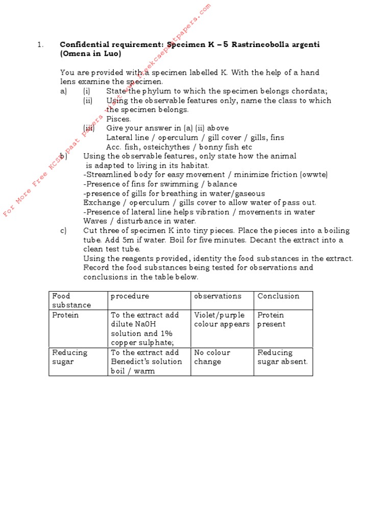 Kcse 1995 Biology P2 Pdf Flowers Insects