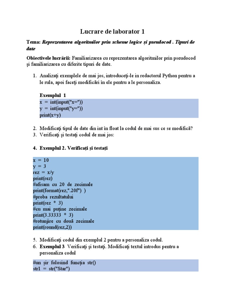 Lucrare de Laborator 1 (Python) | PDF