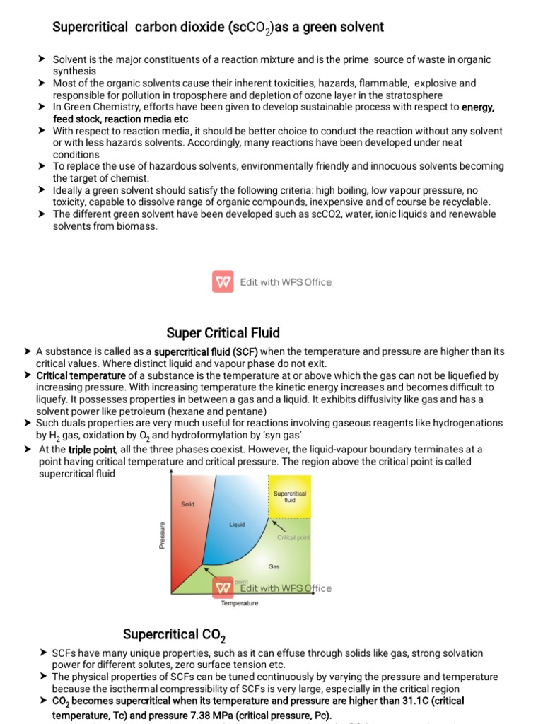 Super Critical CO2 As Green Solvent | PDF | Supercritical Fluid ...