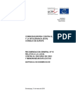 Recomendacion General #15 Relativa A La Lucha Contra El Discurso de Odio y Memorandum Explicativo