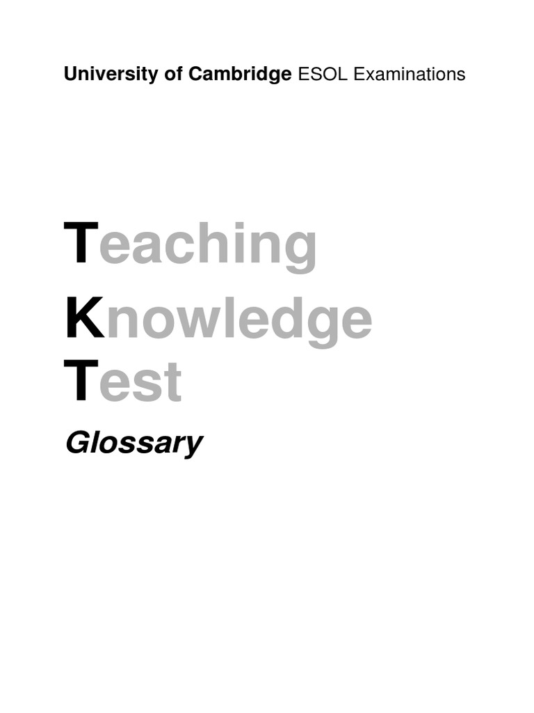 TKT Glossary of ELT Terminology | PDF | Verb | Part Of Speech